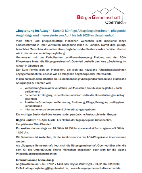 Kurs Alltagsbegleitende Kurs Alltagsbegleitende